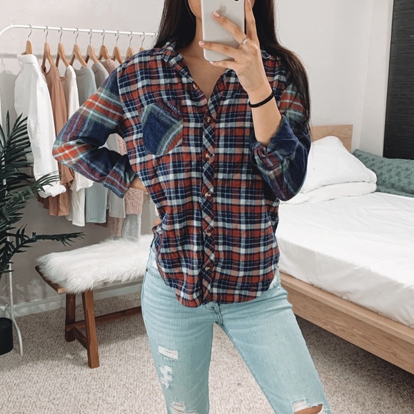 Urban Outfitters Tops - Urban Outfitters - BDG Orange Indigo Flannel